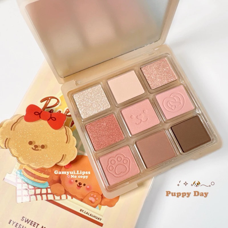 [ODBO 2024] Bảng Phấn Mắt 9 Ô Odbo Kitten Day & Puppy Day Mèo & Cún Con Tặng Kèm Kẹp Tóc Sweet Munch 9g Od2024