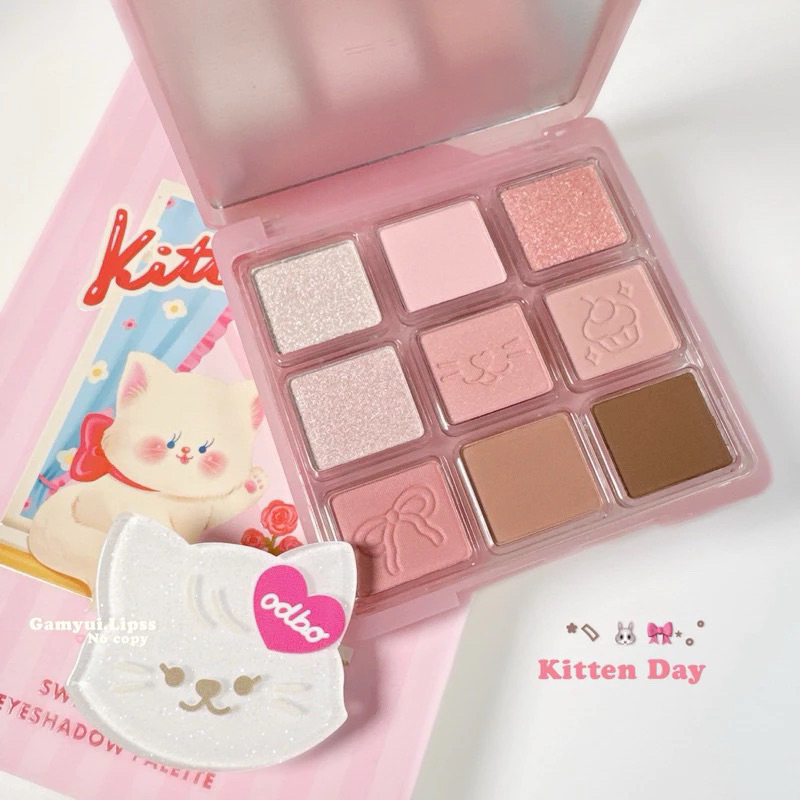 [ODBO 2024] Bảng Phấn Mắt 9 Ô Odbo Kitten Day & Puppy Day Mèo & Cún Con Tặng Kèm Kẹp Tóc Sweet Munch 9g Od2024