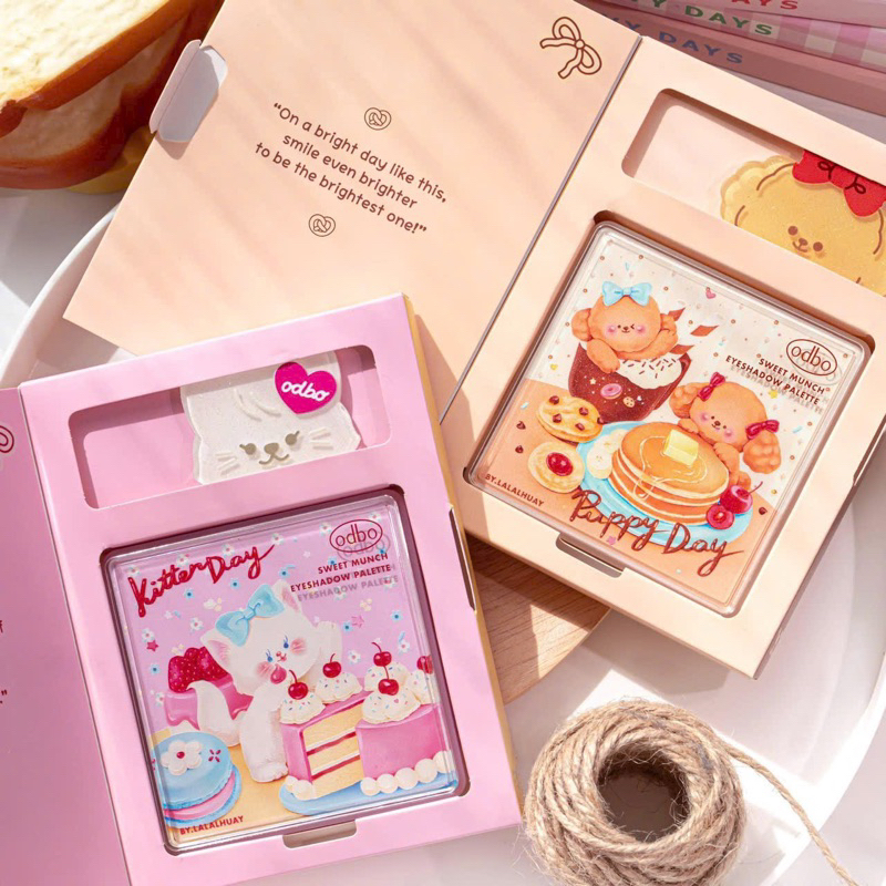 [ODBO 2024] Bảng Phấn Mắt 9 Ô Odbo Kitten Day & Puppy Day Mèo & Cún Con Tặng Kèm Kẹp Tóc Sweet Munch 9g Od2024