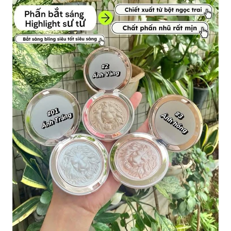 Phấn Bắt Sáng Sư Tử Lion Gloss Powder Highlight mềm mịn sang chỉnh bám phấn lên màu đẹp