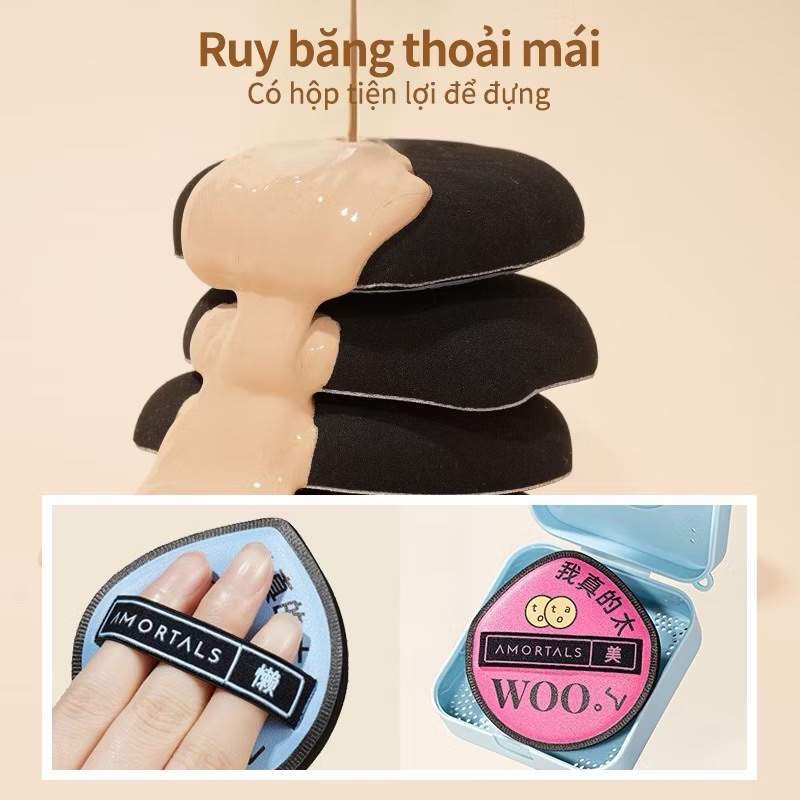 AMORTALS Bông phấn Mút trang điểm đen XL mềm mại  cao cấp, chuyên dụng