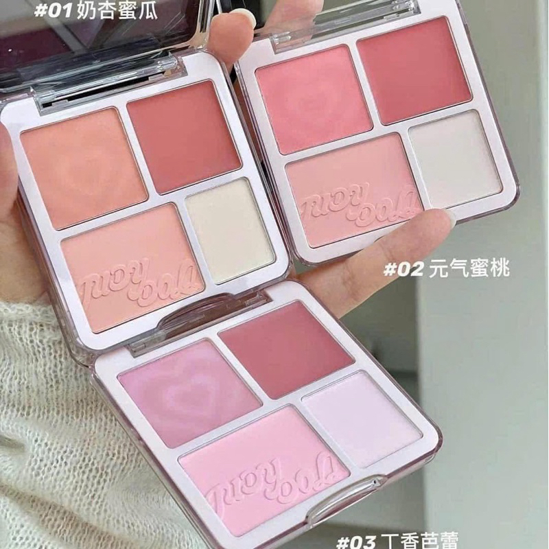 [Tặng Mút] Má Hồng JUDYDOLL 4 Ô Dạng Phấn Và Kem, Kèm Highlight Màu Tự Nhiên Dễ Dùng