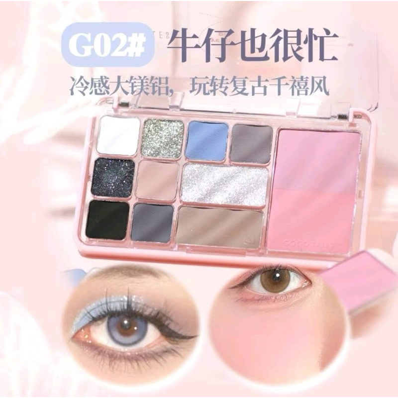 [GOGO TALES] Bảng Phấn Mắt GOGO TALES 4in1 11 Ô Má Hồng Kèm Tạo Khối/Highlight Trái Tim (GT724)