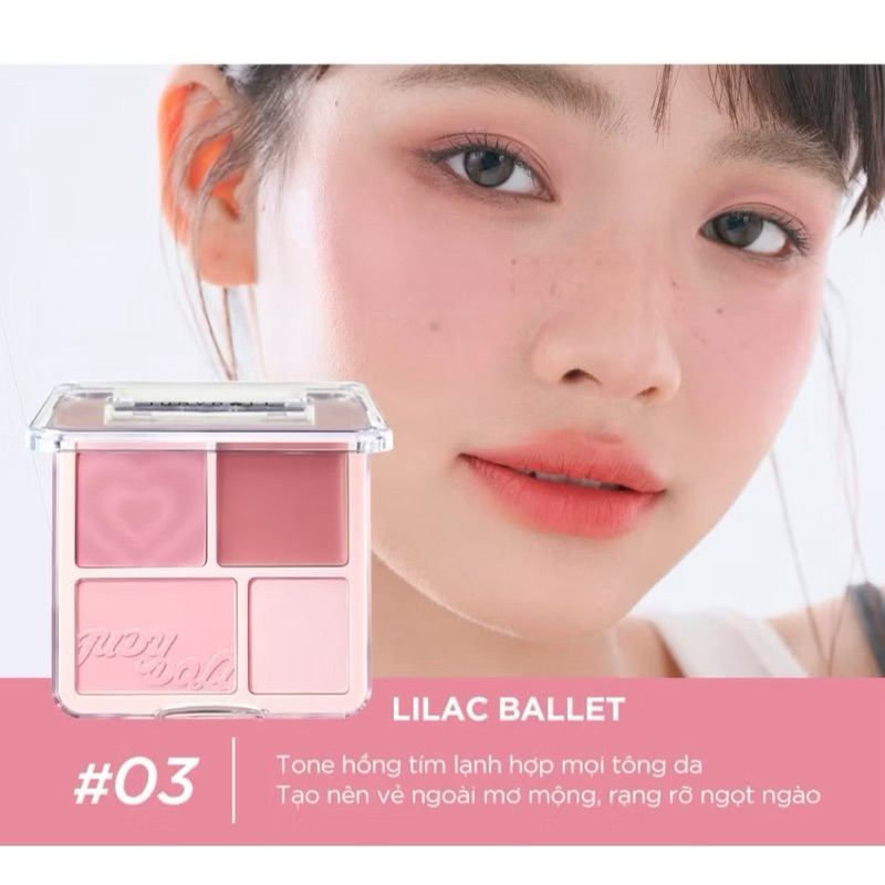 [Tặng Mút] Má Hồng JUDYDOLL 4 Ô Dạng Phấn Và Kem, Kèm Highlight Màu Tự Nhiên Dễ Dùng