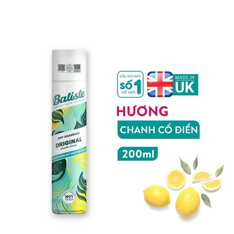 Dầu Gội Khô Batiste Dry Sampoo Giúp Tóc Bồng Bềnh 200ml Hết Ngứa, Hết Bết Dính Tóc Bồng Bềnh Tức Thì