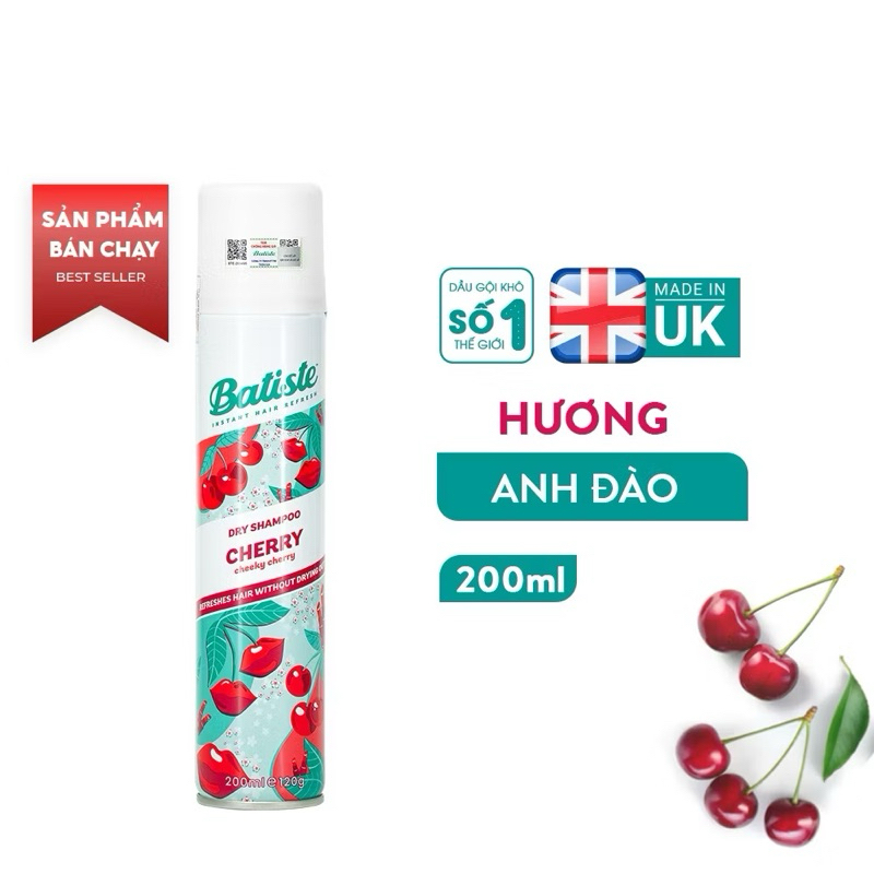 Dầu Gội Khô Batiste Dry Sampoo Giúp Tóc Bồng Bềnh 200ml Hết Ngứa, Hết Bết Dính Tóc Bồng Bềnh Tức Thì