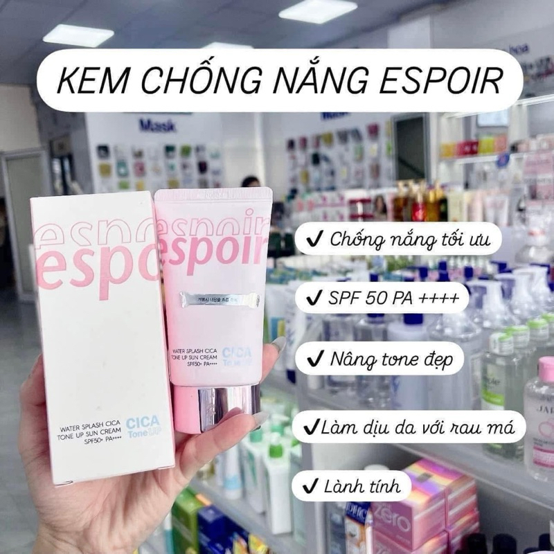 Kem Chống Nắng Nâng Tone Espoir Water Splash Cica Tone Up Sun Cream SPF50+ PA++++