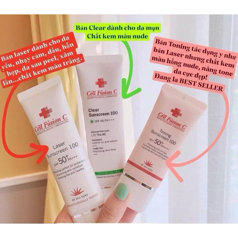 [FREE SHIP] Kem Chống Nắng Cell Fushion C Nâng Tone Trắng hồng 50g