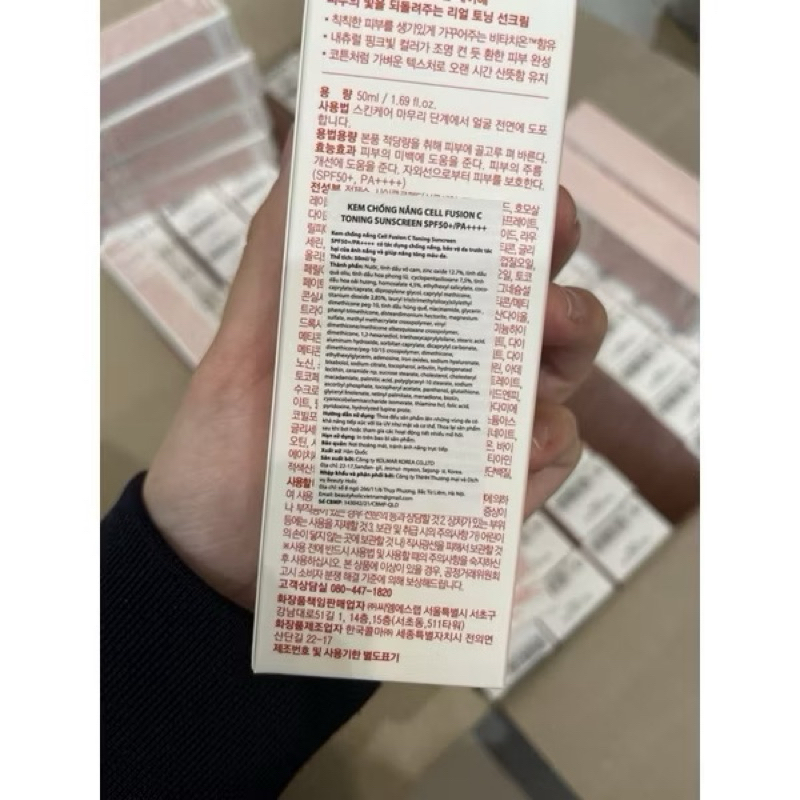 [FREE SHIP] Kem Chống Nắng Cell Fushion C Nâng Tone Trắng hồng 50g