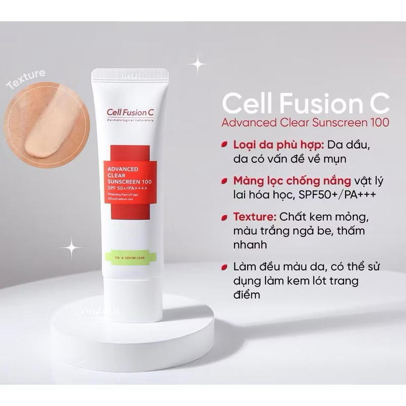 [FREE SHIP] Kem Chống Nắng Cell Fushion C Nâng Tone Trắng hồng 50g