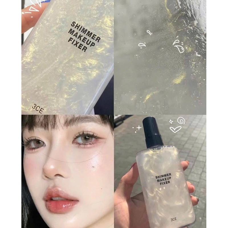 Xịt Khoáng Khóa Nền 3CE Makeup Fixer Mist 100ml Hộp Trắng Có Nhũ Tạo Hiệu Ứng Căng Bóng (Chính Hãng)