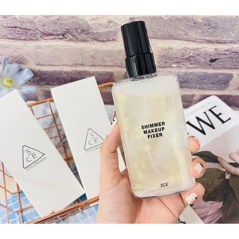 Xịt Khoáng Khóa Nền 3CE Makeup Fixer Mist 100ml Hộp Trắng Có Nhũ Tạo Hiệu Ứng Căng Bóng (Chính Hãng)