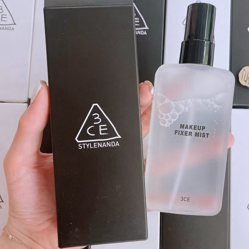Xịt Khoáng Khóa Nền 3CE Makeup Fixer Mist 100ml Hộp Trắng Có Nhũ Tạo Hiệu Ứng Căng Bóng (Chính Hãng)