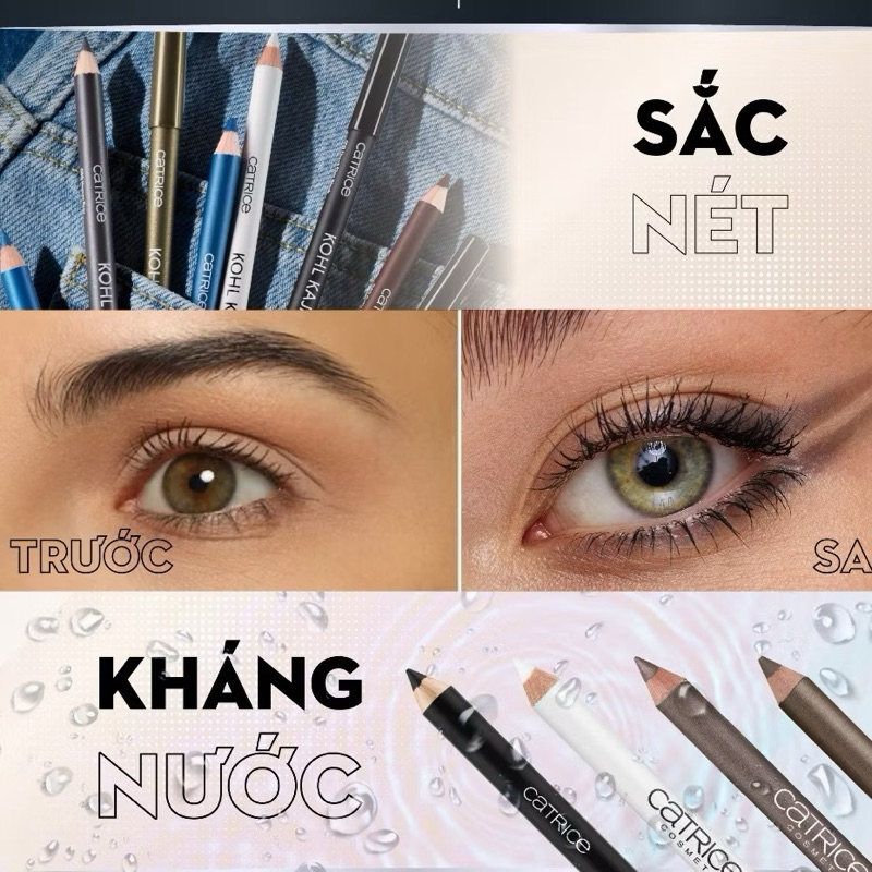 Chì kẻ mắt Catrice Kohl Kajal trắng đen chuyên kẻ viền mắt makeup chính hãng