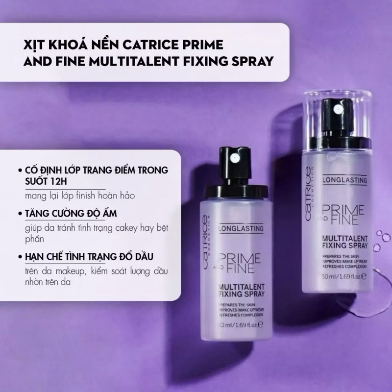 [CATRICE] Xịt Khóa Nền Kiềm Dầu, Giữ Ẩm, Căng Bóng, Lâu Trôi Catrice Fixing Spray 50ml