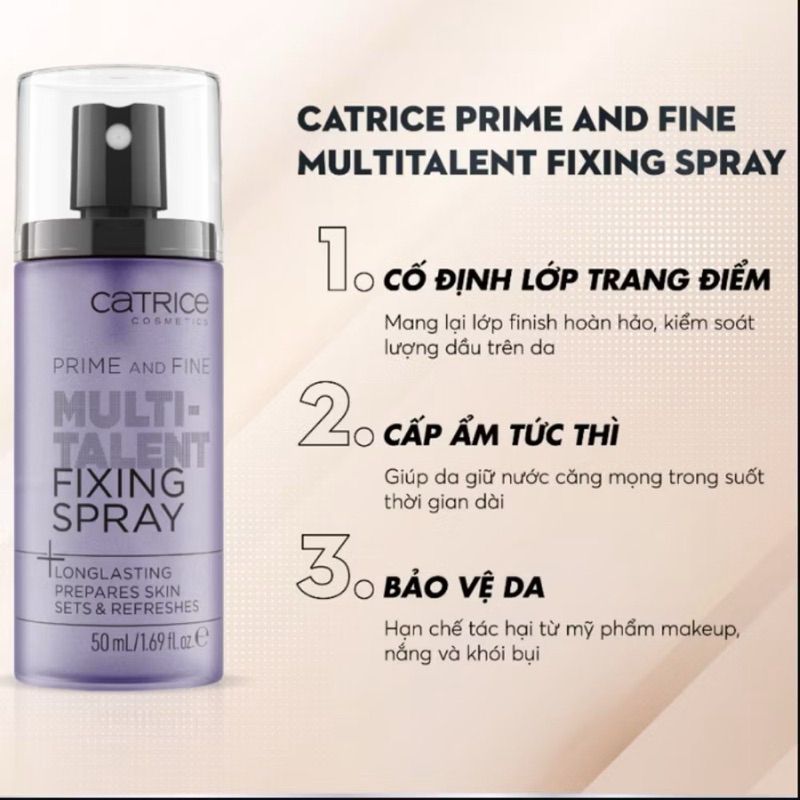 [CATRICE] Xịt Khóa Nền Kiềm Dầu, Giữ Ẩm, Căng Bóng, Lâu Trôi Catrice Fixing Spray 50ml