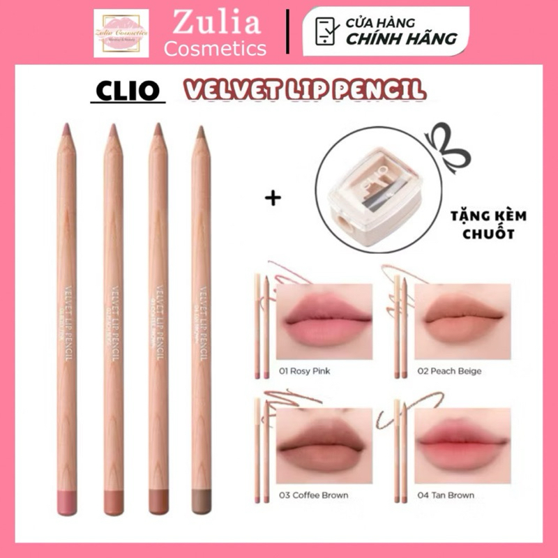 [CLIO] Chì Kẻ Viền Môi Clio Velvet Lip Pencil siêu mịn [ Kèm Gọt Bút ]