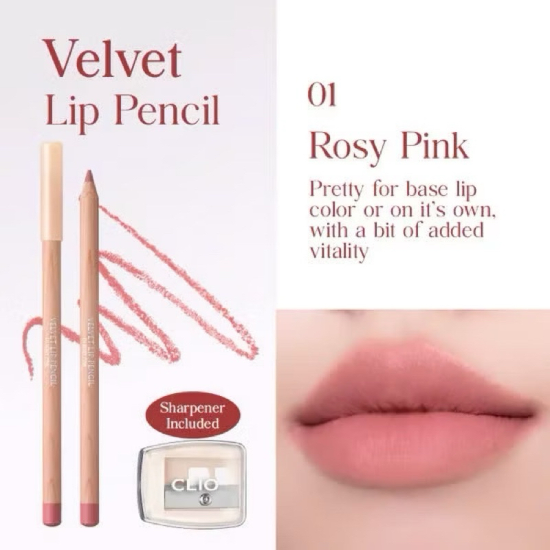 [CLIO] Chì Kẻ Viền Môi Clio Velvet Lip Pencil siêu mịn [ Kèm Gọt Bút ]
