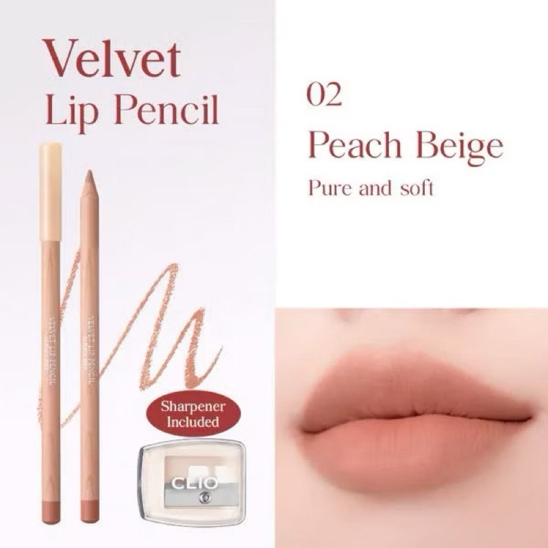 [CLIO] Chì Kẻ Viền Môi Clio Velvet Lip Pencil siêu mịn [ Kèm Gọt Bút ]