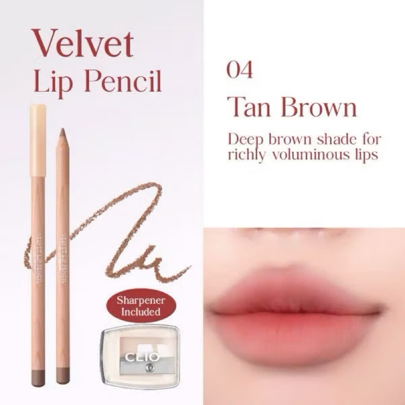 [CLIO] Chì Kẻ Viền Môi Clio Velvet Lip Pencil siêu mịn [ Kèm Gọt Bút ]
