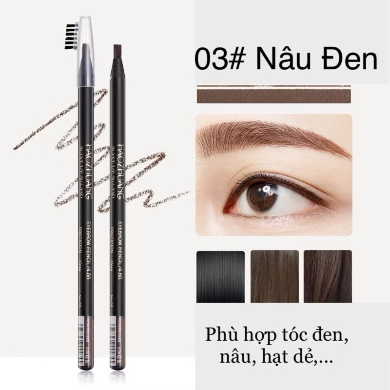 Chì xé kẻ mày Haozhuang cứng phẩy sợi Eyebrow Pencil sắc nét chuyên dùng cho Makeup trang điểm