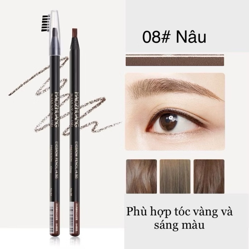 Chì xé kẻ mày Haozhuang cứng phẩy sợi Eyebrow Pencil sắc nét chuyên dùng cho Makeup trang điểm