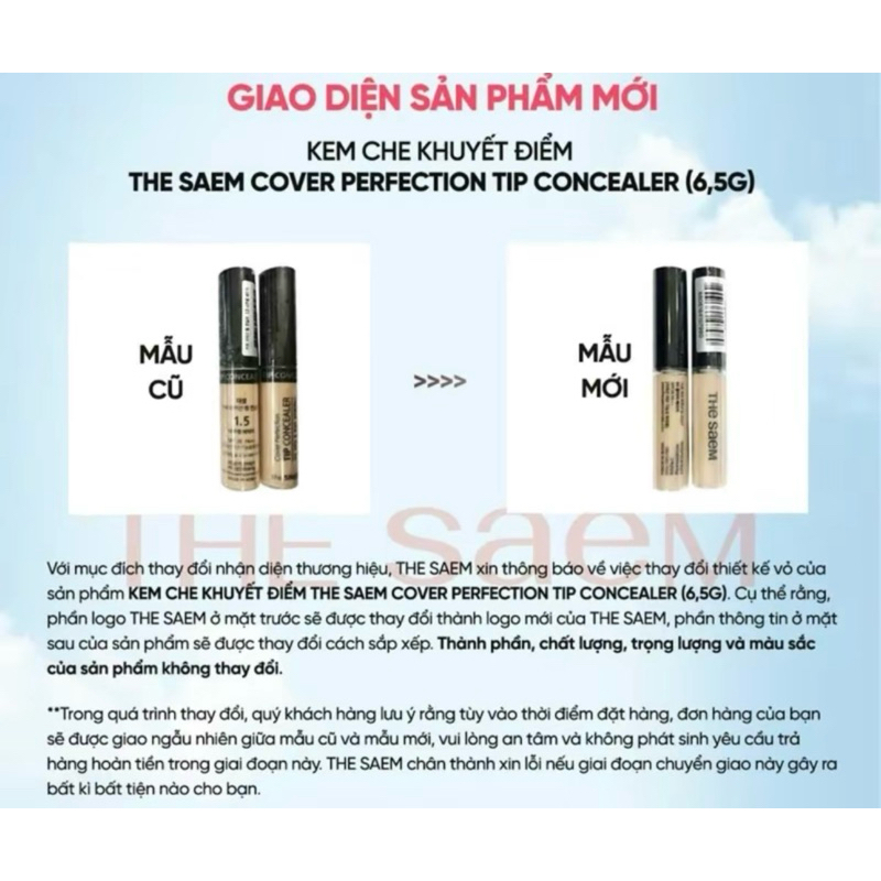 Kem Che Khuyết Điểm THESAEM Cover Perfection Tip Concealer SPF28 PA++ 6.5g