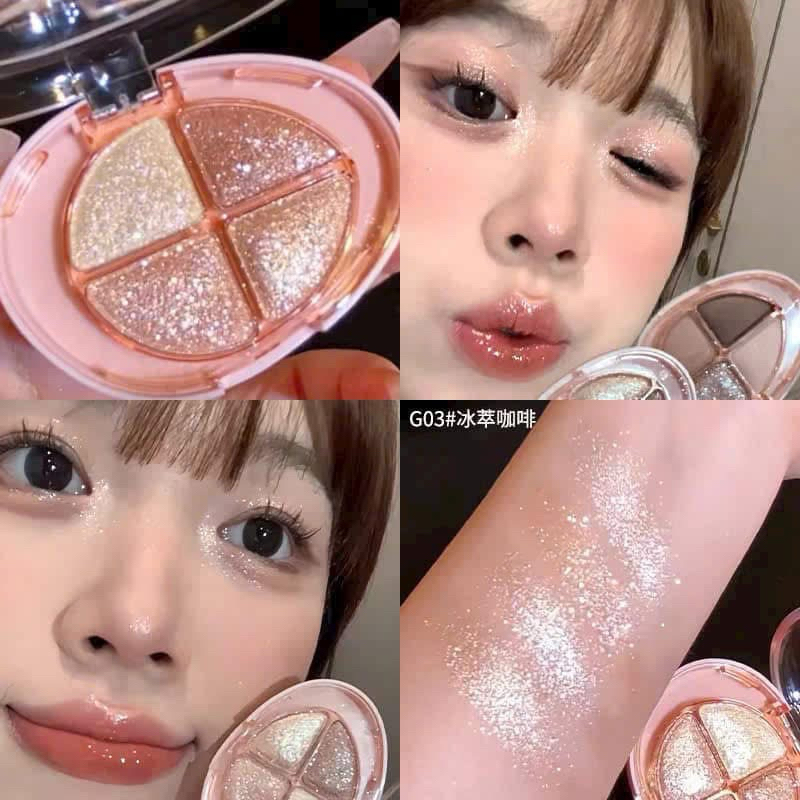 [GOGO TALES] Bảng mắt 4 ô nhũ highlight Gogotales Glittering Colorful (GT733)