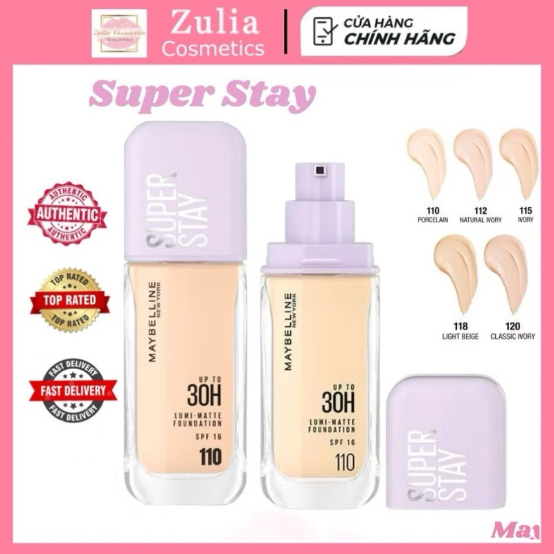 Kem Nền Bắt Sáng Maybelline Superstay Lumi Matte 30H 35ml Nắp Tím