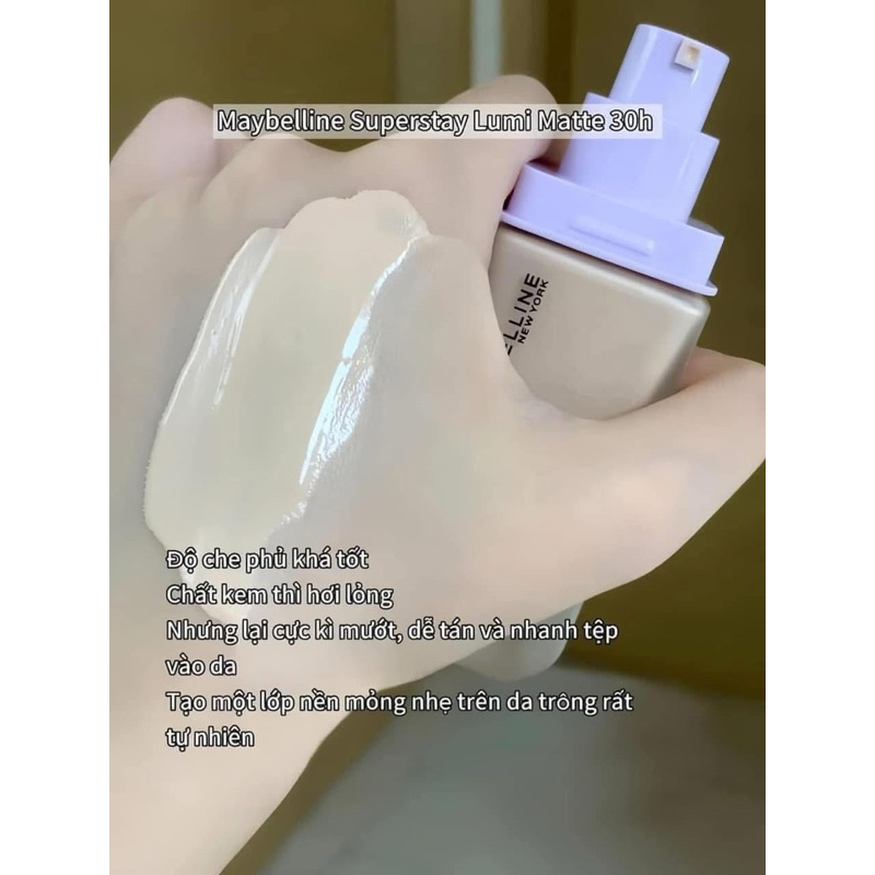 Kem Nền Bắt Sáng Maybelline Superstay Lumi Matte 30H 35ml Nắp Tím