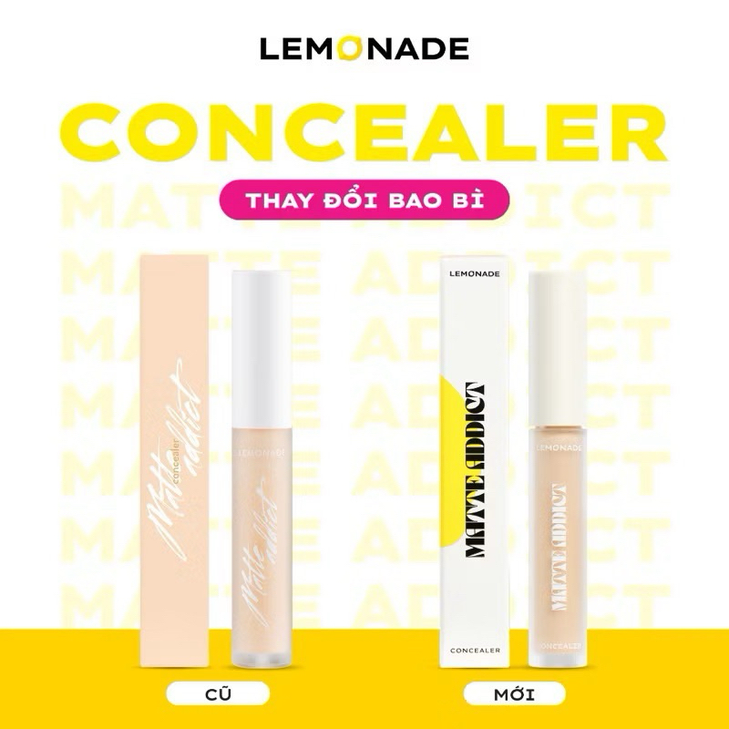 [Lemonade] Kem che khuyết điểm kiềm dầu bền màu Lemonade Matte Addict Concealer 3g