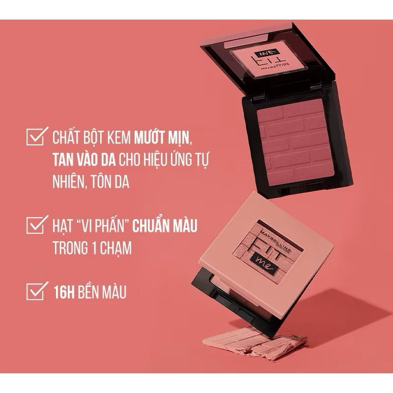 [MAYBELLINE] Phấn Má Hồng Mịn Lì, Lên Màu Chuẩn Maybelline Fit Me Blush 4.5g