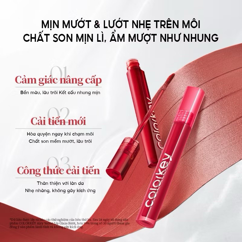Son Velvet COLORKEY Chất Son Kem Nhung, Mịn Lì, Mềm Mượt Trên Môi 3g