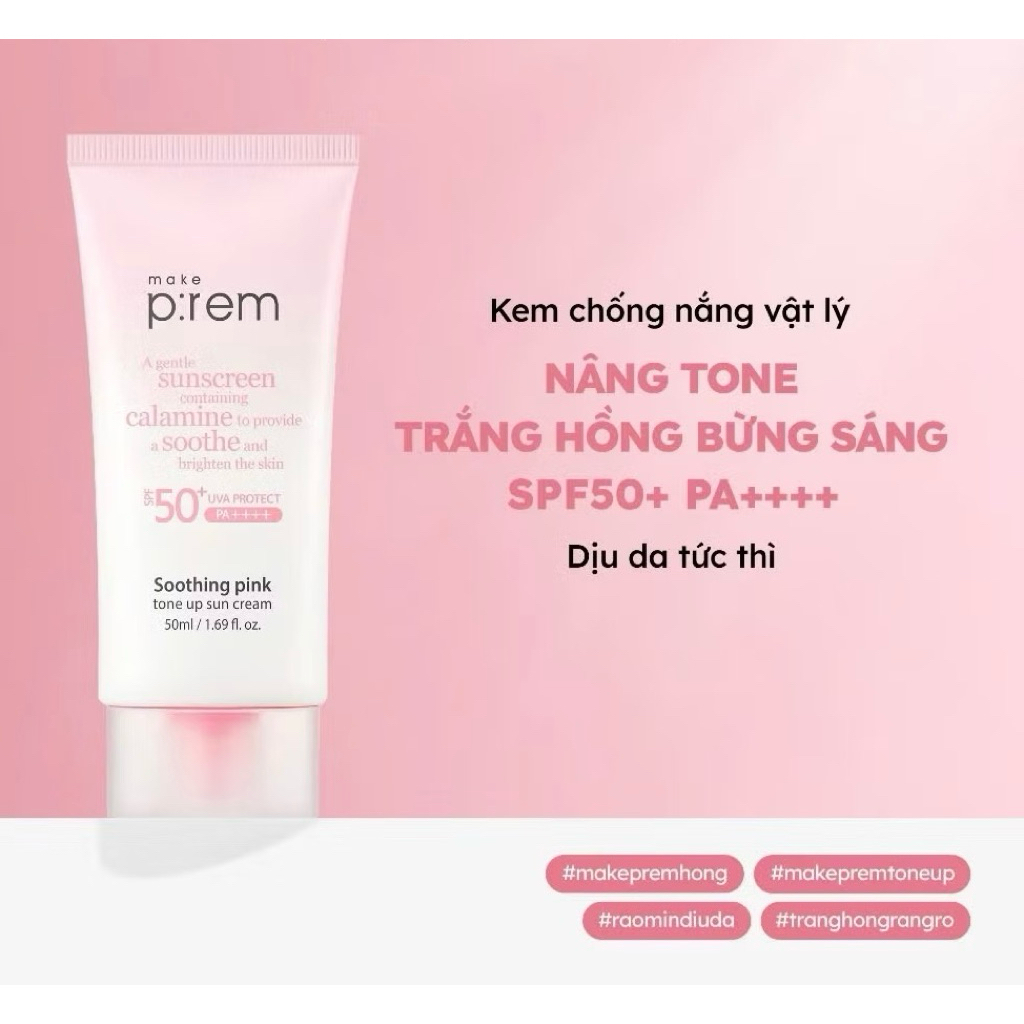 Kem Chống Nắng Make P:rem Nâng Tone, Kiềm Dầu, Dưỡng Ẩm SPF50+/PA++++ Kem chống nắng MẶT và BODY