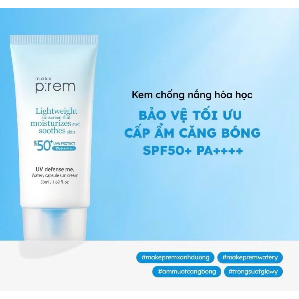 Kem Chống Nắng Make P:rem Nâng Tone, Kiềm Dầu, Dưỡng Ẩm SPF50+/PA++++ Kem chống nắng MẶT và BODY