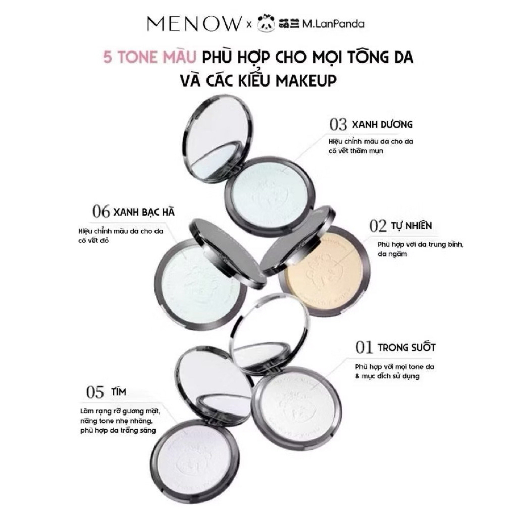 [TẶNG MÁ HỒNG] Phấn phủ nén MENOW gấu trúc Khổng Lồ kiềm dầu 21g, giữ tone lâu trôi vượt trội MENOW x MENGLAN . PANDA