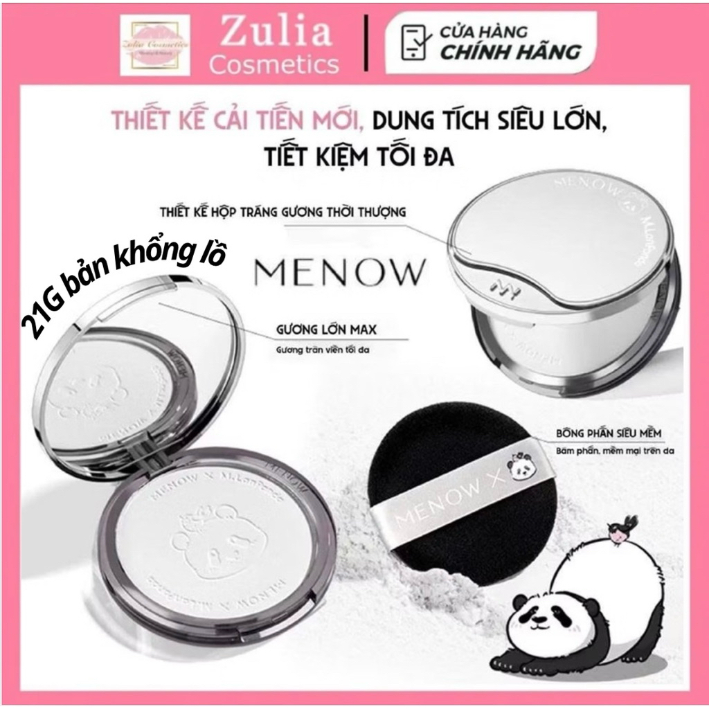 [TẶNG MÁ HỒNG] Phấn phủ nén MENOW gấu trúc Khổng Lồ kiềm dầu 21g, giữ tone lâu trôi vượt trội MENOW x MENGLAN . PANDA