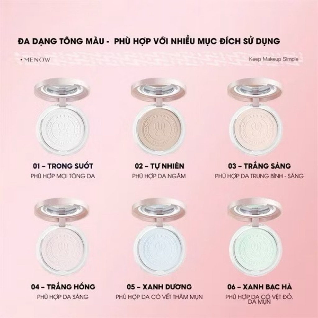 [TẶNG MÁ HỒNG] Phấn Phủ Menow Rabit Dạng Nén Vỏ Trắng Compact Powder Vietnam Edition, 8.5g