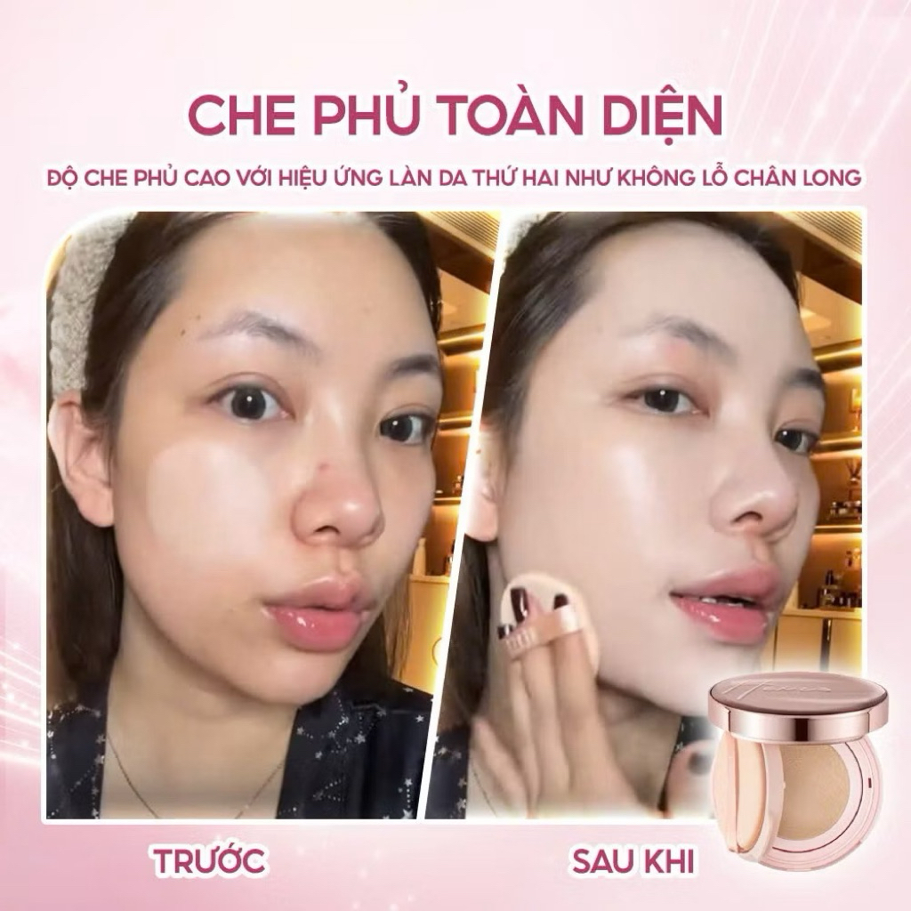 [TẶNG LÕI 15G] Cushion HEXZE Dưỡng Ẩm Kiềm Dầu Nâng Tone 15G Mỏng Nhẹ Tự Nhiên Phấn Nước Lâu Trôi (NHẬP KHẨU CHÍNH HÃNG)