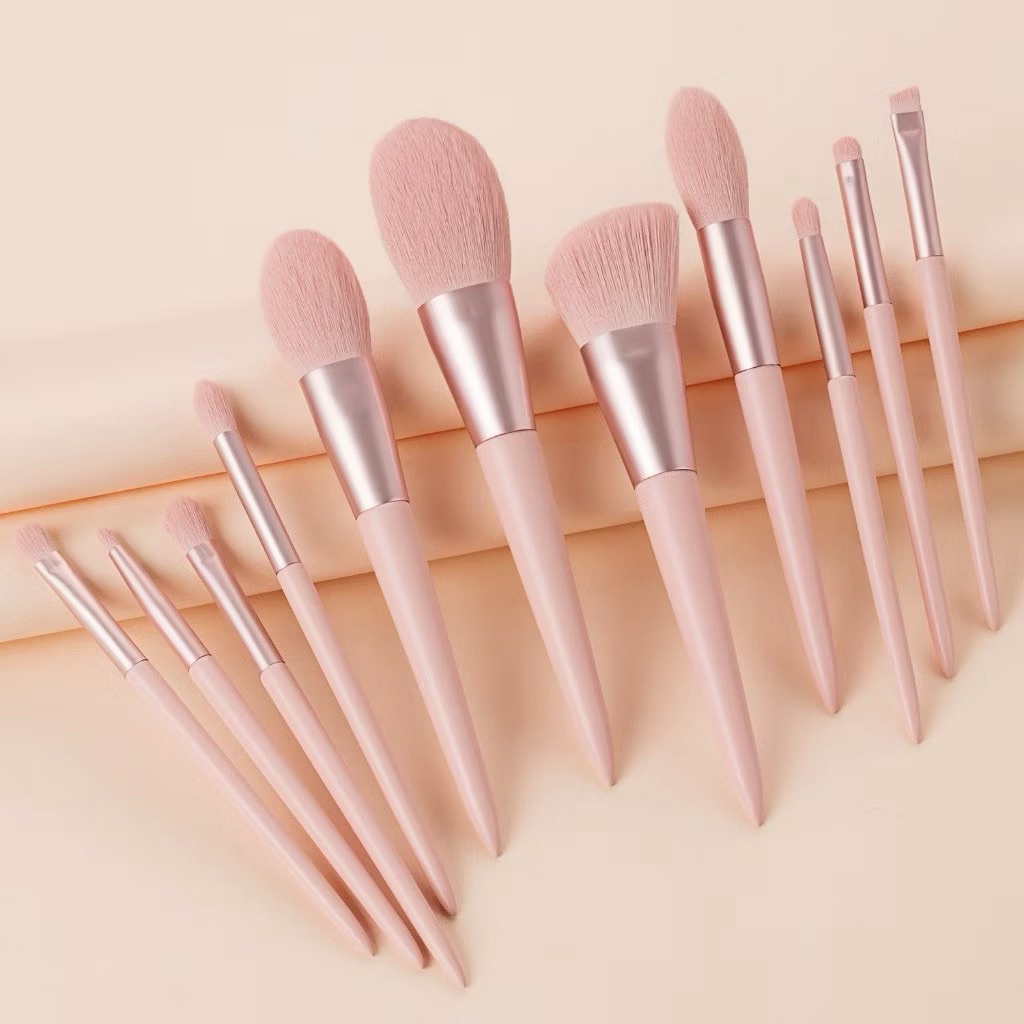 Bộ Cọ hồng 11 cây Make Up Cá Nhân Màu Hồng Bằng Lông Siêu Mềm Mượt