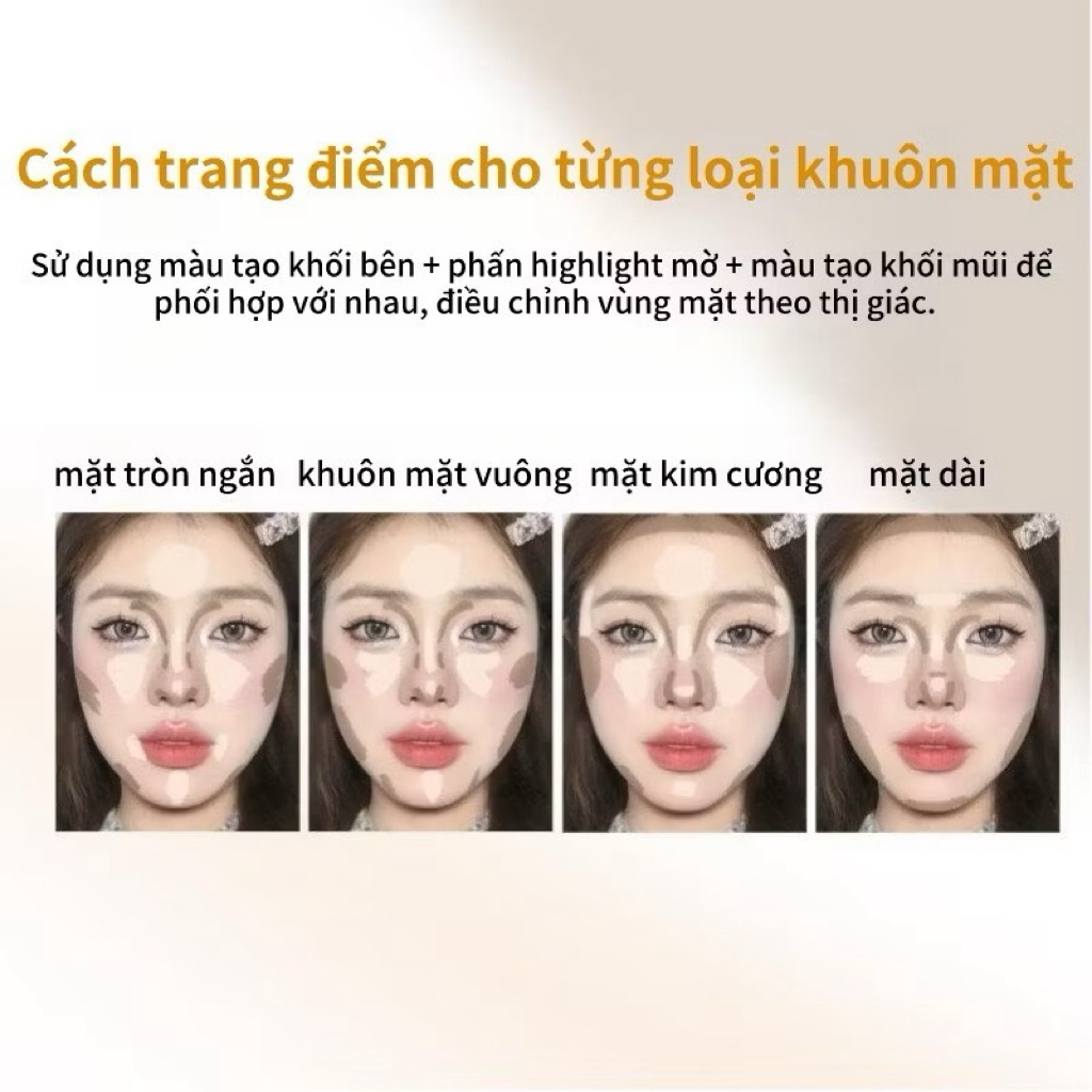 [VEECCI] Bảng Phấn Tạo khối VEECCI Kèm Bắt Sáng 4 Ô Đa năng tích hợp Má hồng