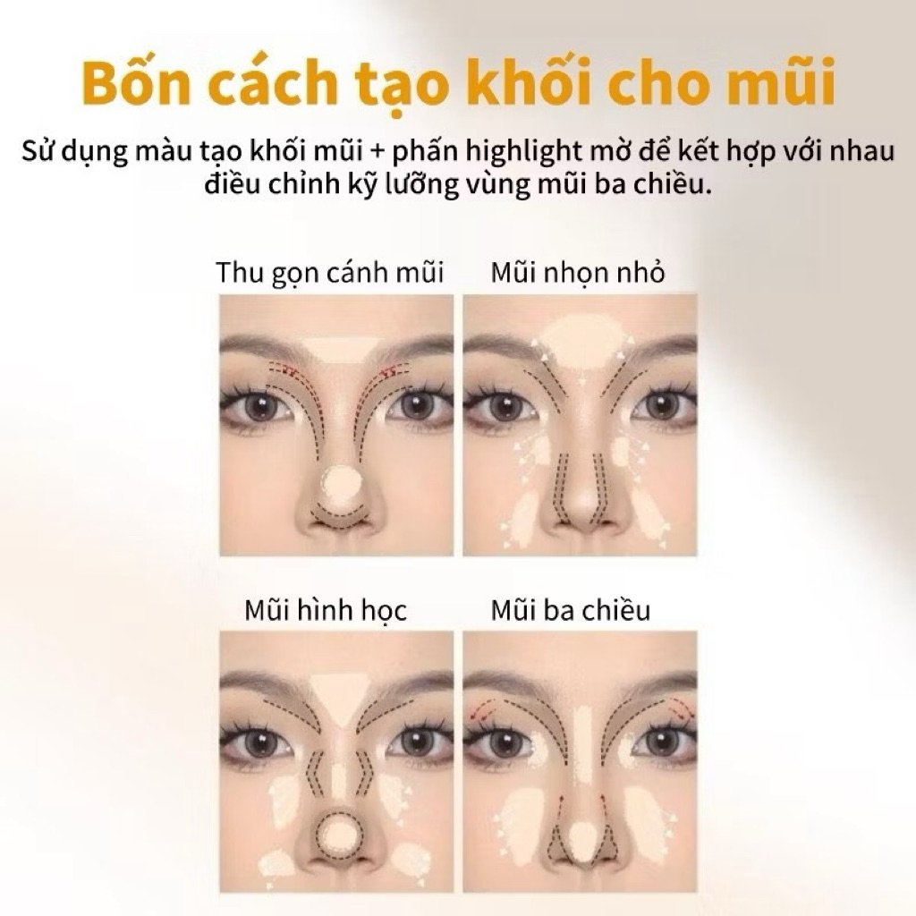 [VEECCI] Bảng Phấn Tạo khối VEECCI Kèm Bắt Sáng 4 Ô Đa năng tích hợp Má hồng