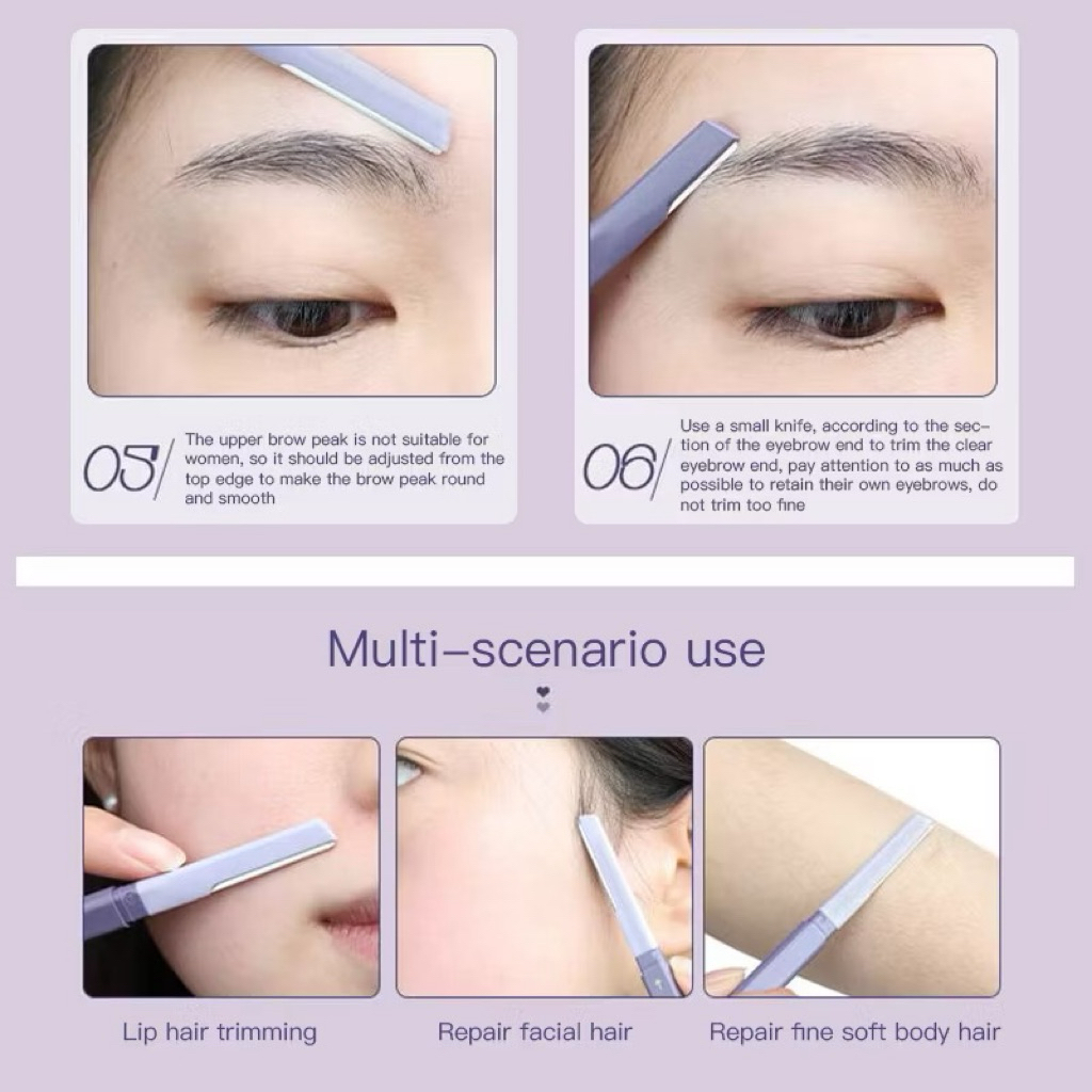 [AMORTALS] Set 2 Dao Cạo Lông Mày Amortals 2 Đầu Vỏ Tím, Cạo Tỉa Lông Mày Tiện Lợi, Không Gỉ