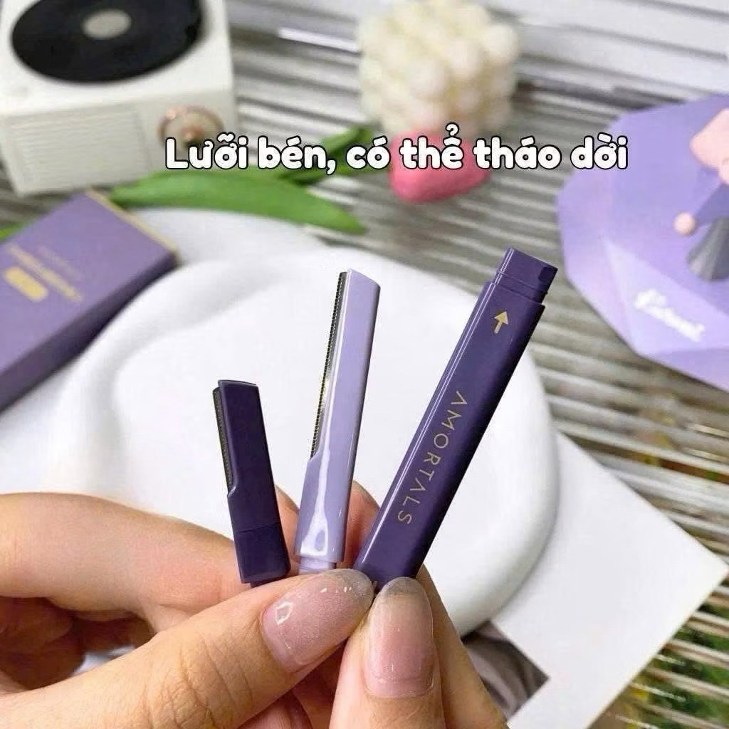 [AMORTALS] Set 2 Dao Cạo Lông Mày Amortals 2 Đầu Vỏ Tím, Cạo Tỉa Lông Mày Tiện Lợi, Không Gỉ