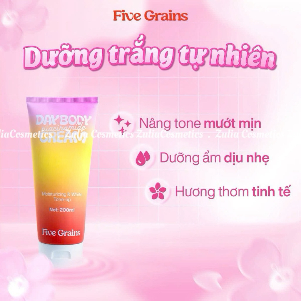 [FIVE GRAINS] Kem dưỡng Cao cấp Five Grains trắng da Niacinamide, Alpha-Arbutin nâng tone ban ngày 200ML
