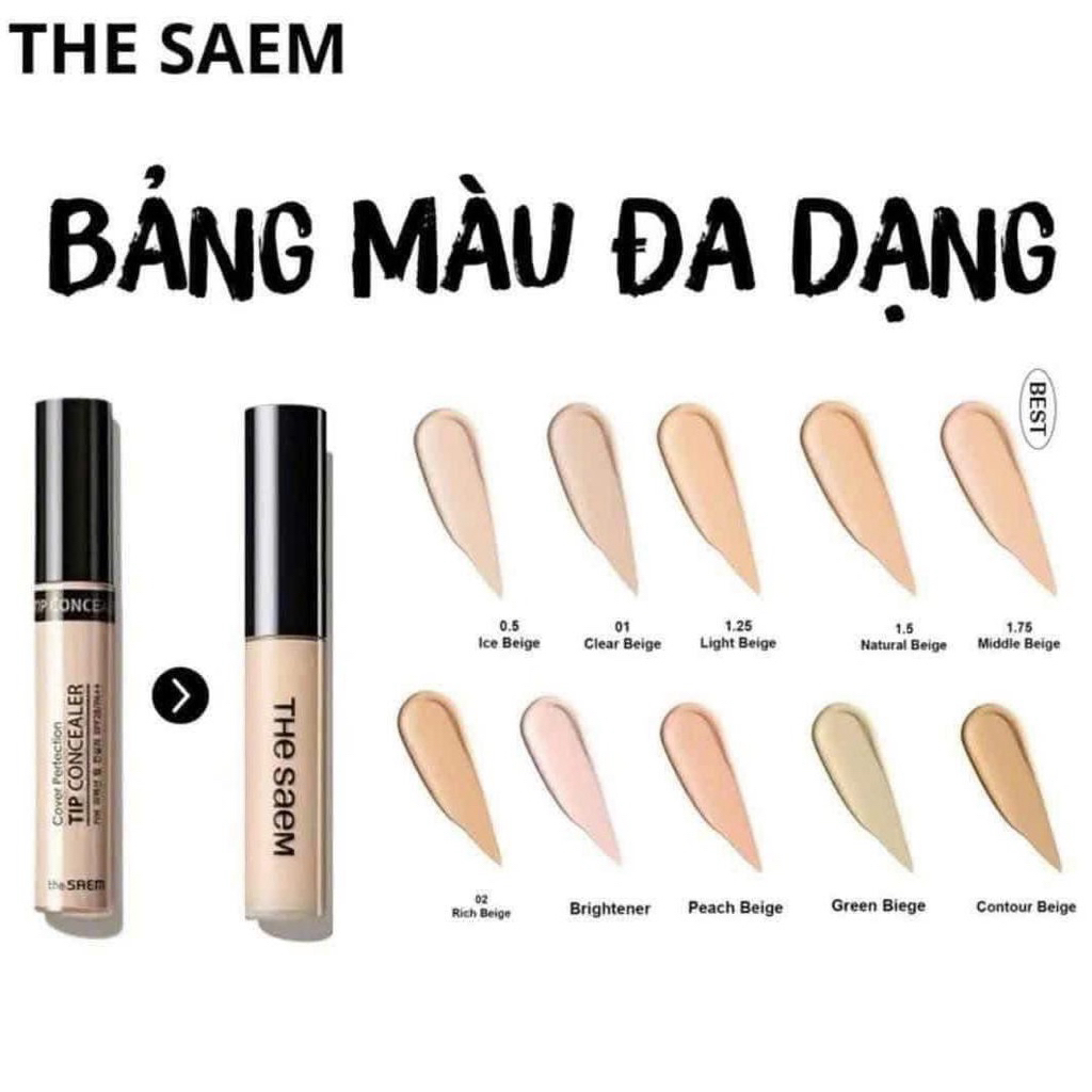 [THE SAEM] Kem che khuyết điểm The Saem Cover Perfection Tip Concealer Spf28 PA++ (6.5g) lâu trôi Hàn Quốc