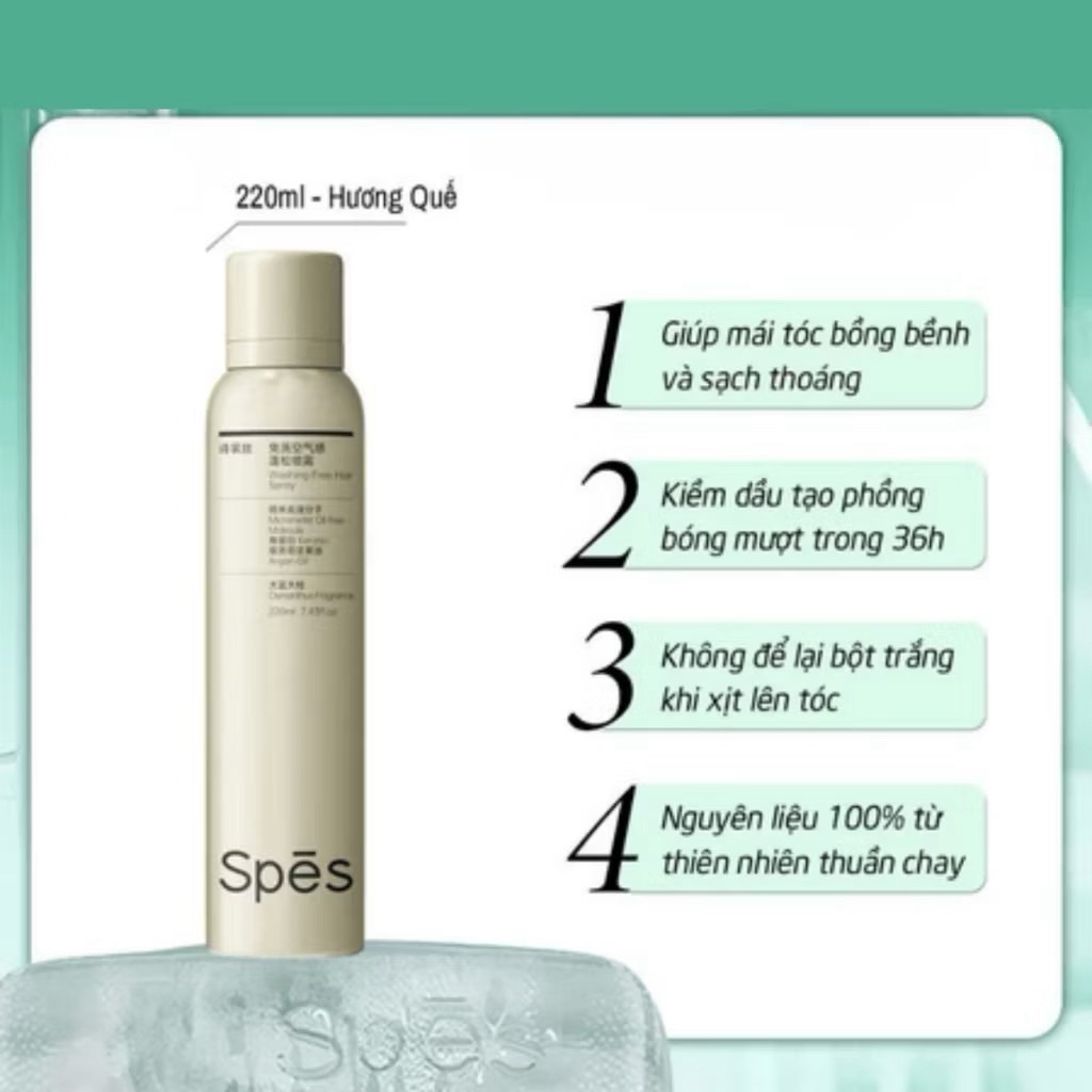 [SPES] Dầu Gội Khô Spes Washing - Free Hairspray Làm Sạch Hút Dầu Tức Thì Tạo Phồng Tóc