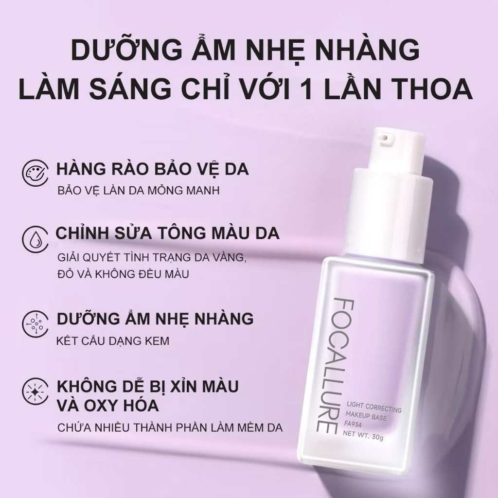 [FOCALLURE] Kem Lót Focallure Dạng Chai Nắp Trắng, Hiệu Chỉnh Tone Da, 30g (FA934)