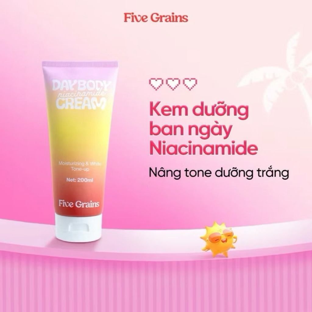 [FIVE GRAINS] Kem dưỡng Cao cấp Five Grains trắng da Niacinamide, Alpha-Arbutin nâng tone ban ngày 200ML