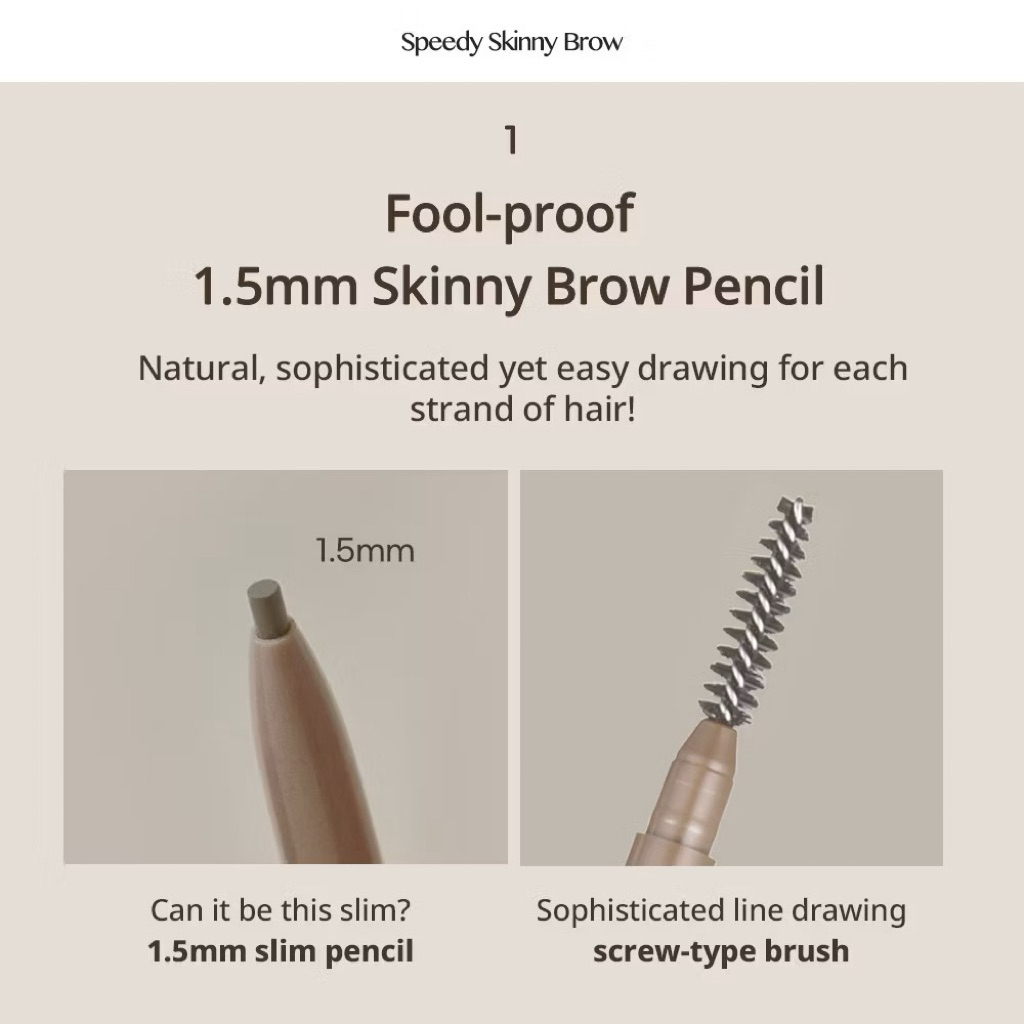 Chì Kẻ Mày PERIPERA SPEEDY SKINNY BROW - 1.5mm Đỉnh Cao, Lông Mày Tự Nhiên, Bền Màu Cả Ngày